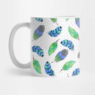 Blue Green Feathers Mug